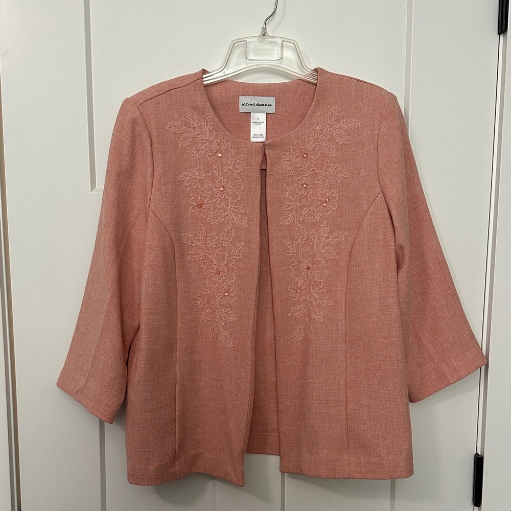 Alfred Dunner Pink Embroidered Blazer